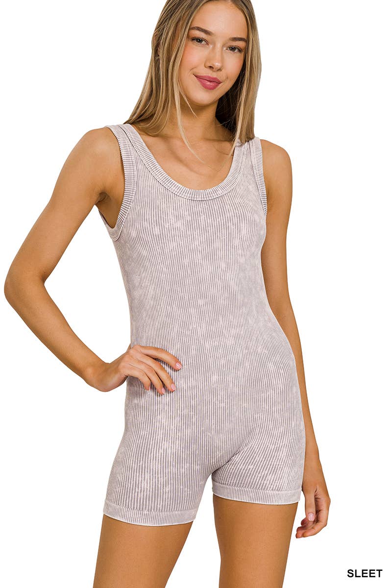 Pink Ribbed Seamless Romper
