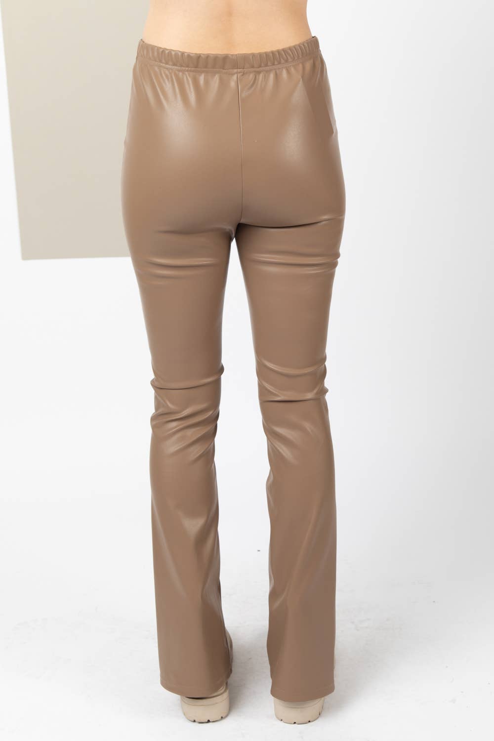 High Waist Black Leather Flares