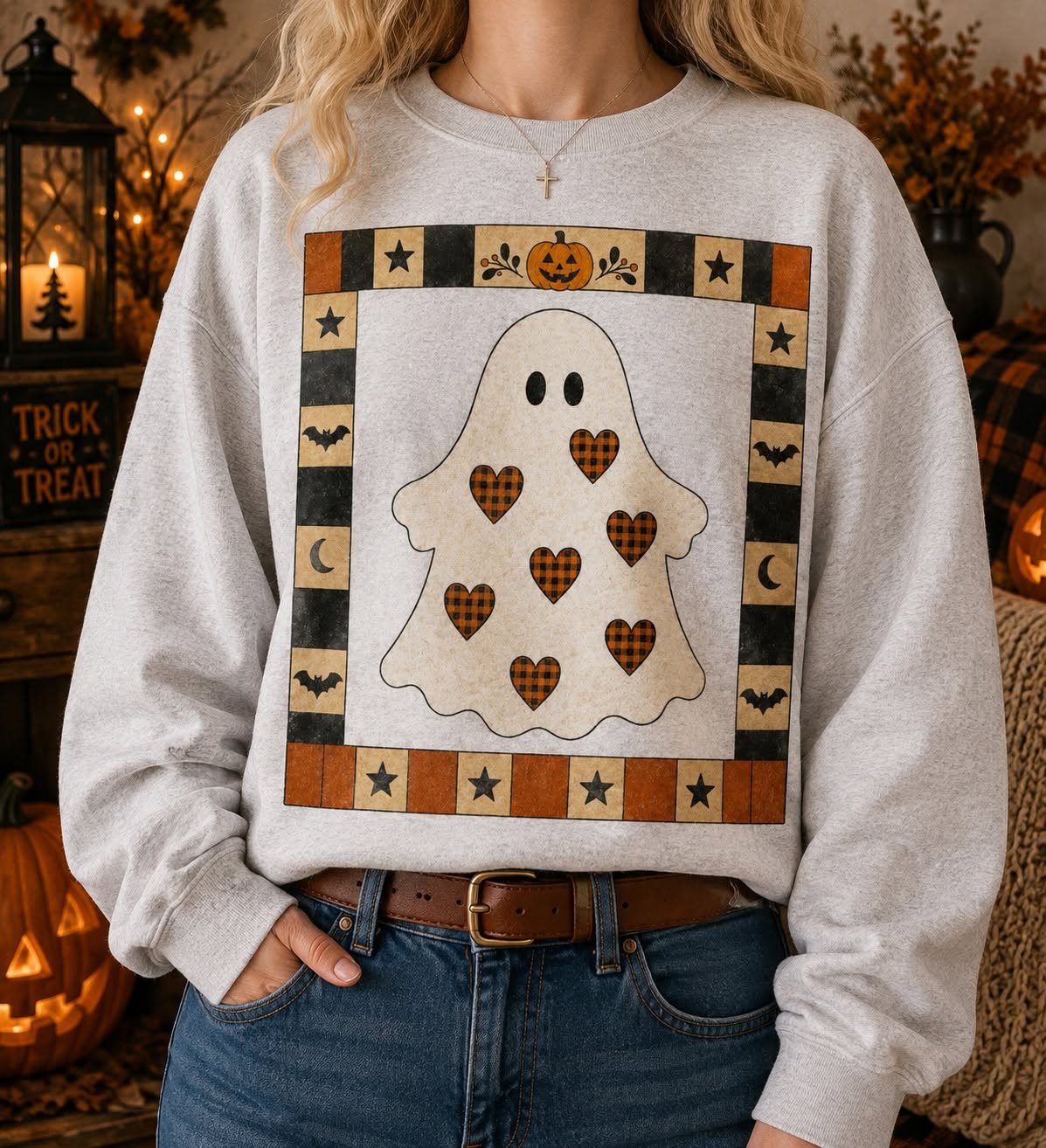 Thrifty Halloween Ghost Sweatshirt