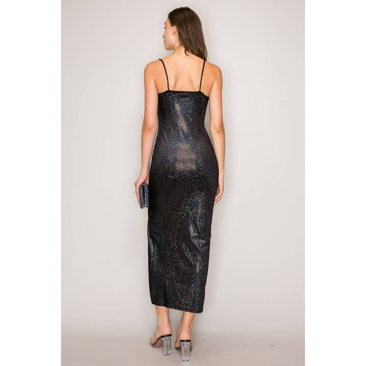 Cami Metallic Velvet Maxi Dress Black