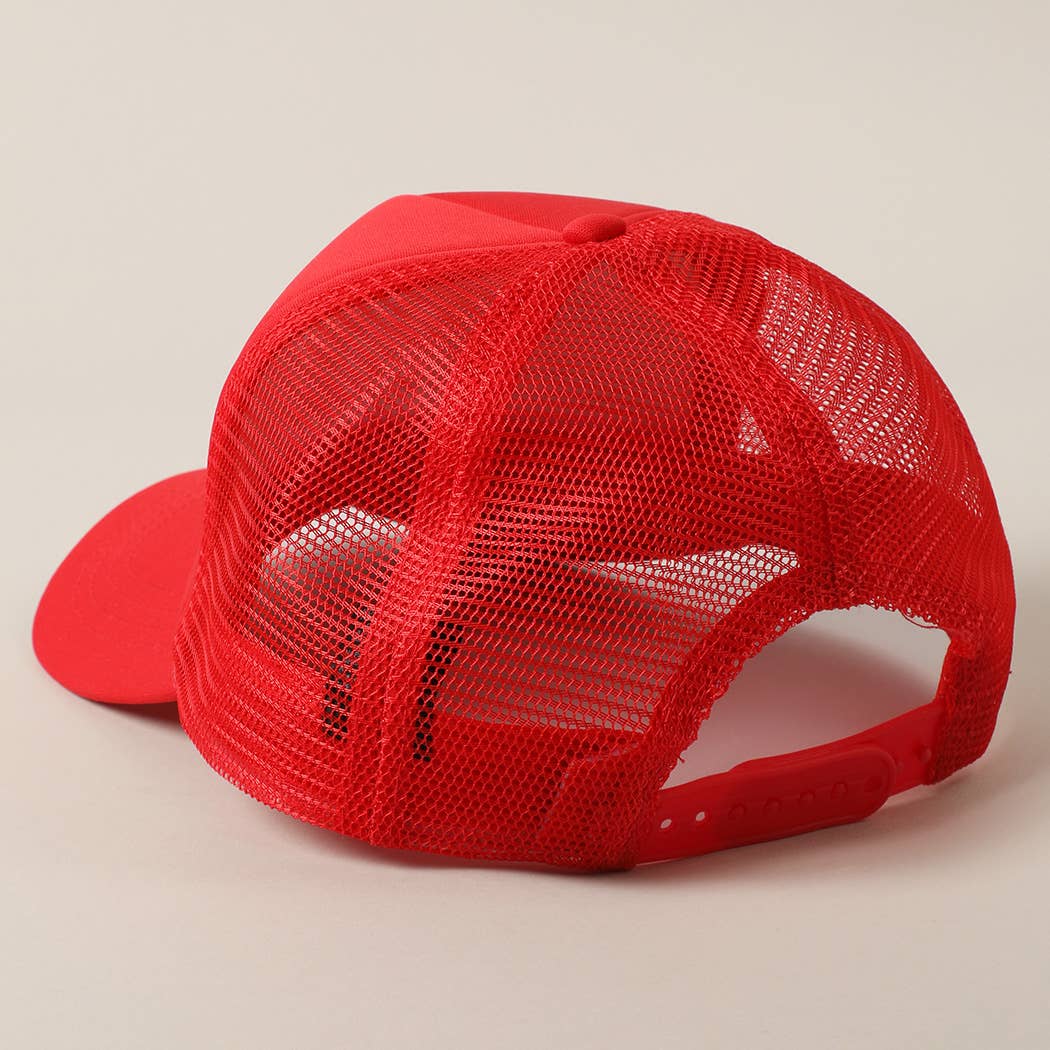 American Cowgirl Embroidery Foam Trucker Hat Red
