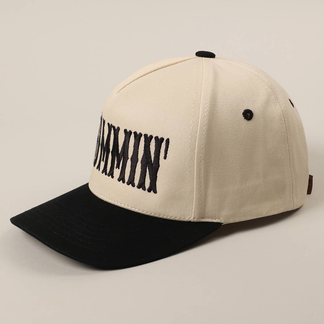 MOMMIN' Letter Embroidery Two-Tone Trucker Hat: Black