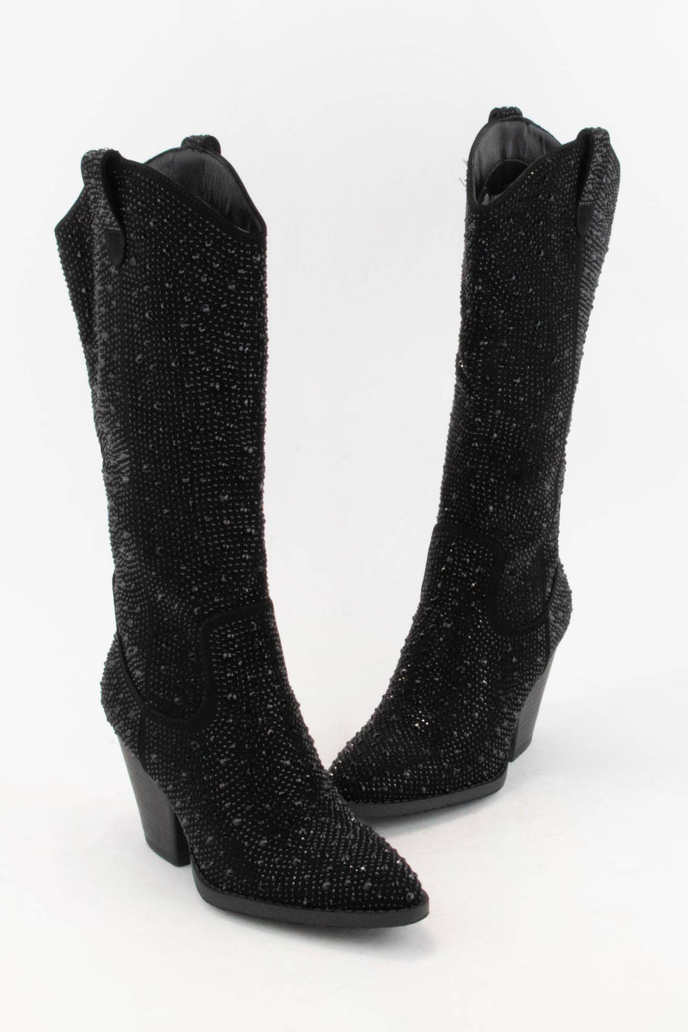 Rhinestone Bling Boots Silver