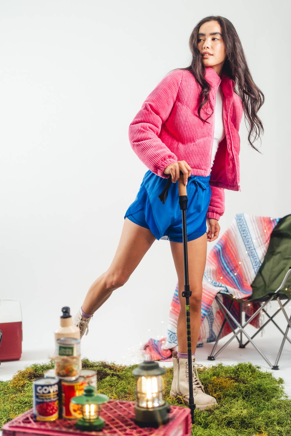 Corduroy Pink Puffer Jacket