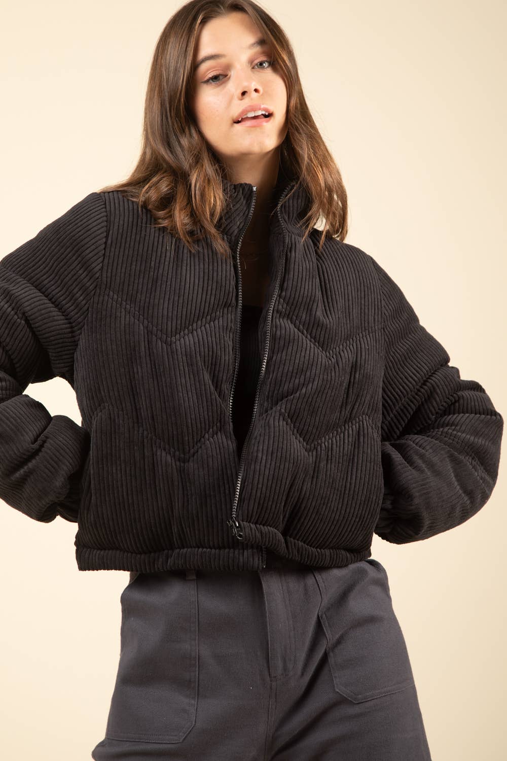 Corduroy Puffer Black