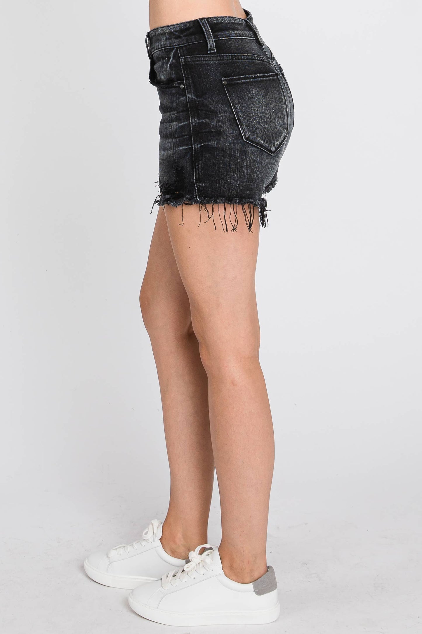 Black Distressed Shorts