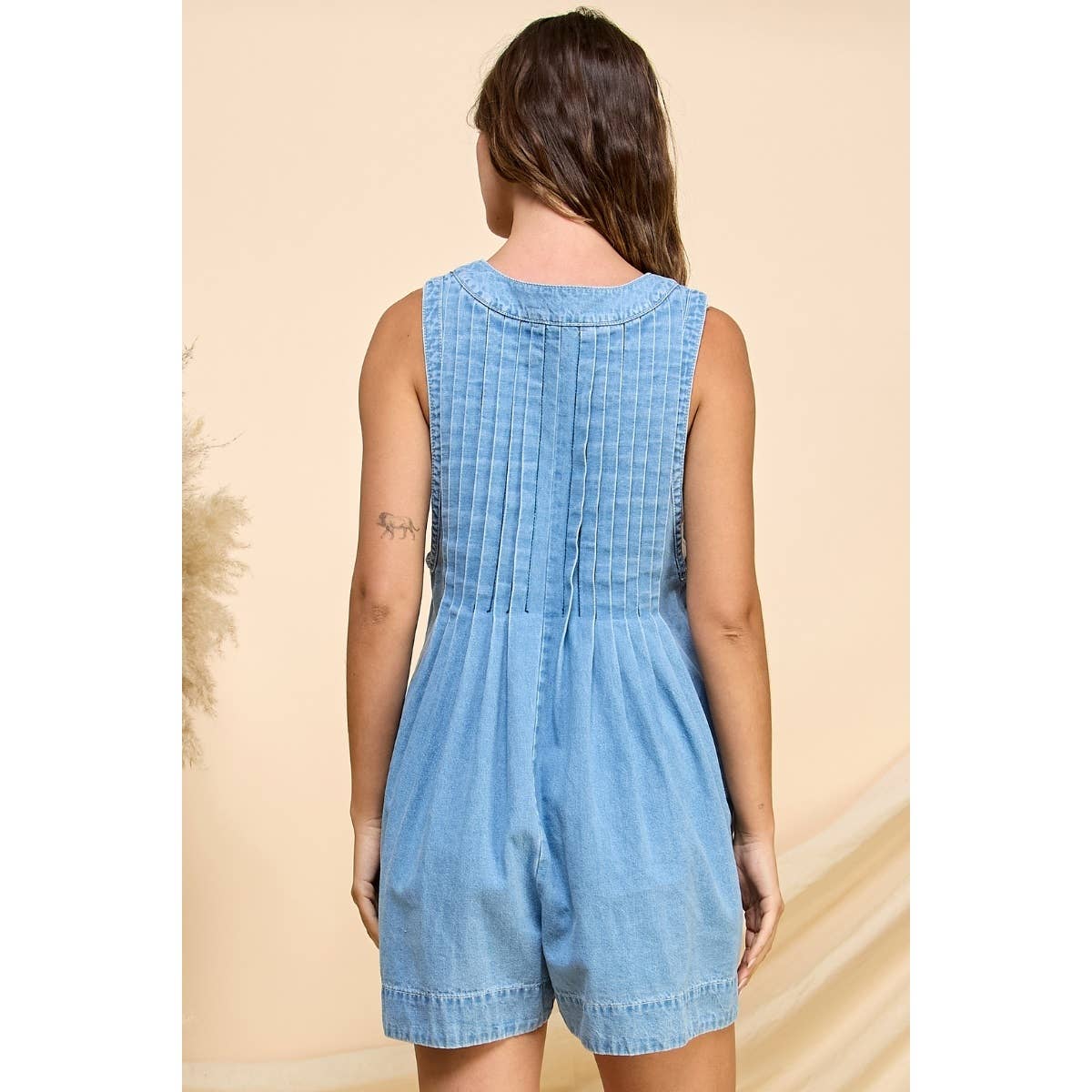 V-neck Denim Romper