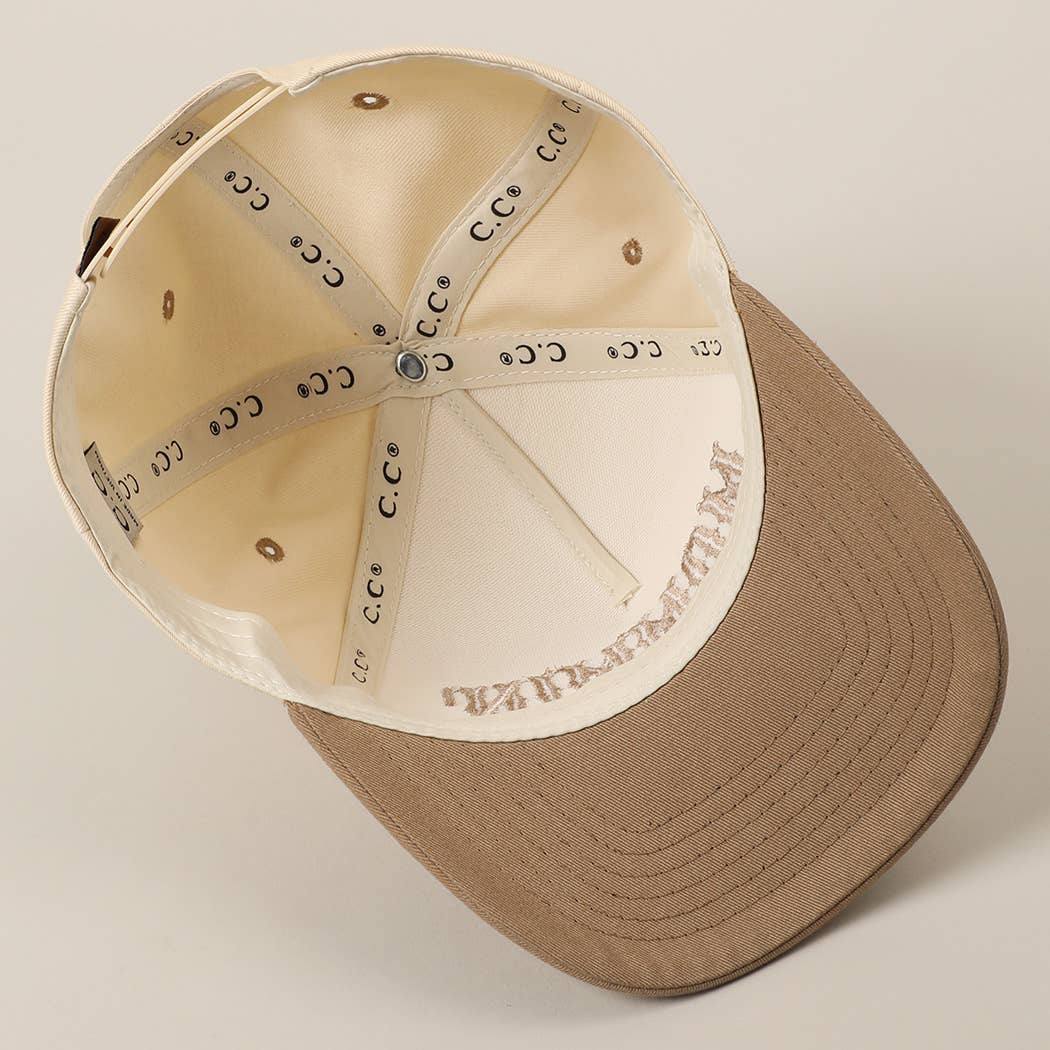 MOMMIN' Letter Embroidery Two-Tone Trucker Hat: Black