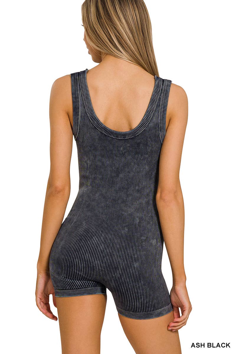 Pink Ribbed Seamless Romper