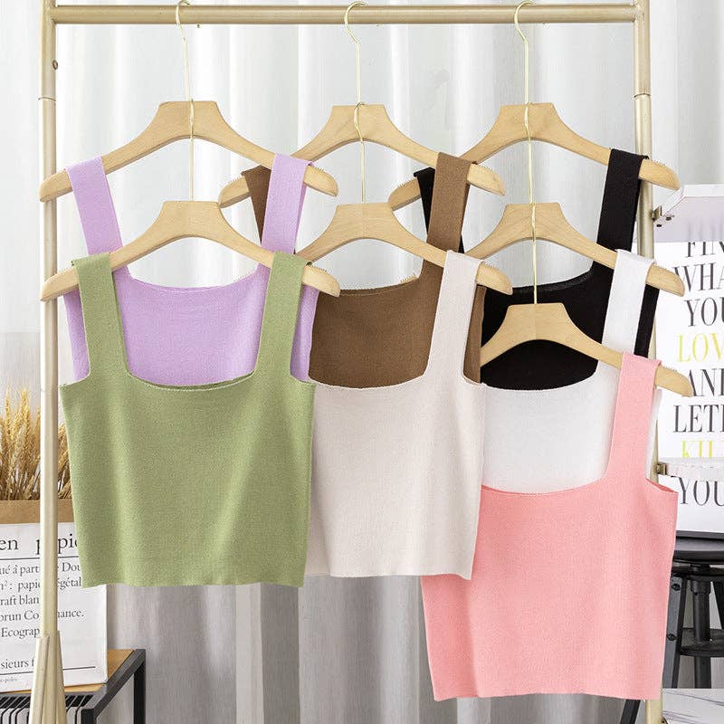Knit Crop Top Khaki