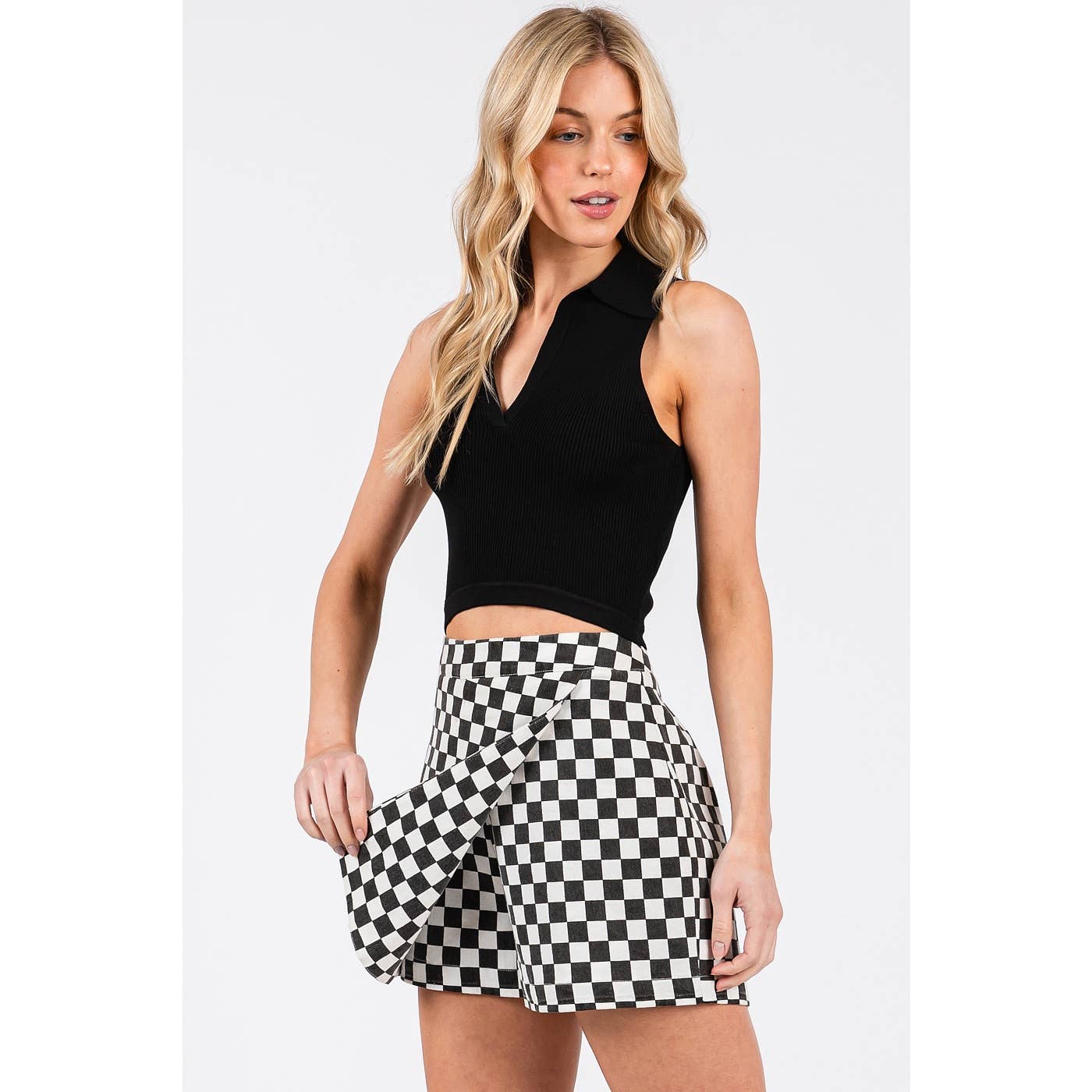 Red CHECKERED SKORT
