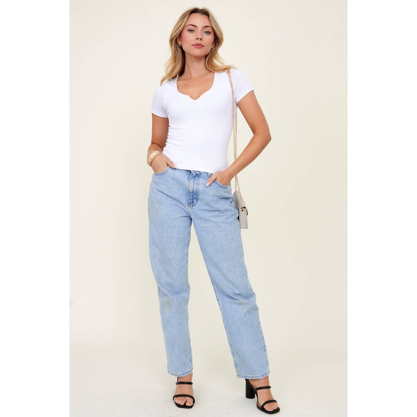 White Rib Knit Top