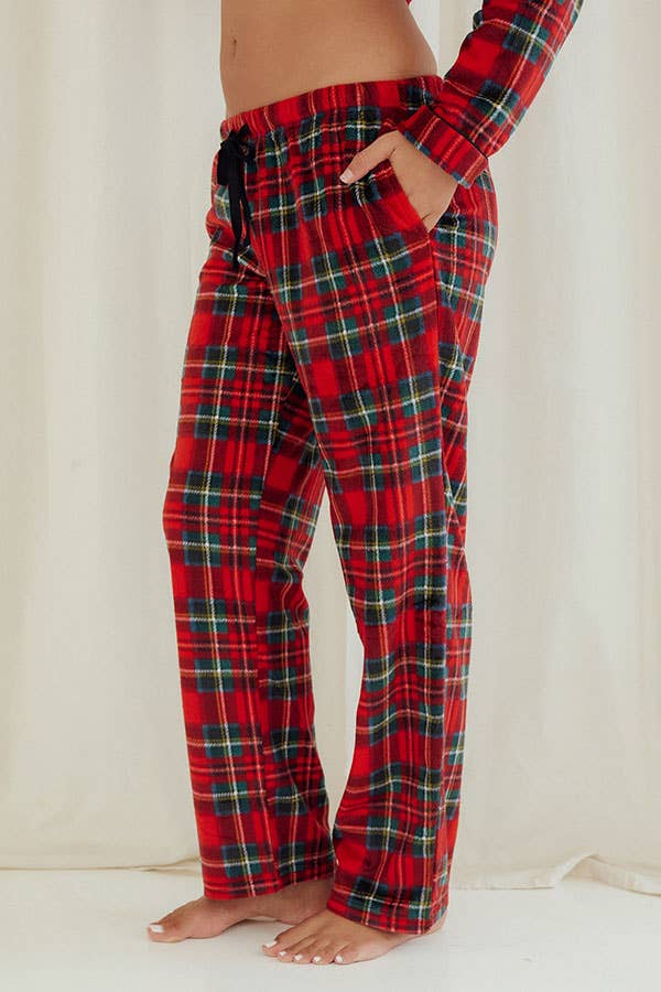 Plaid Fleece Pants Red/Green