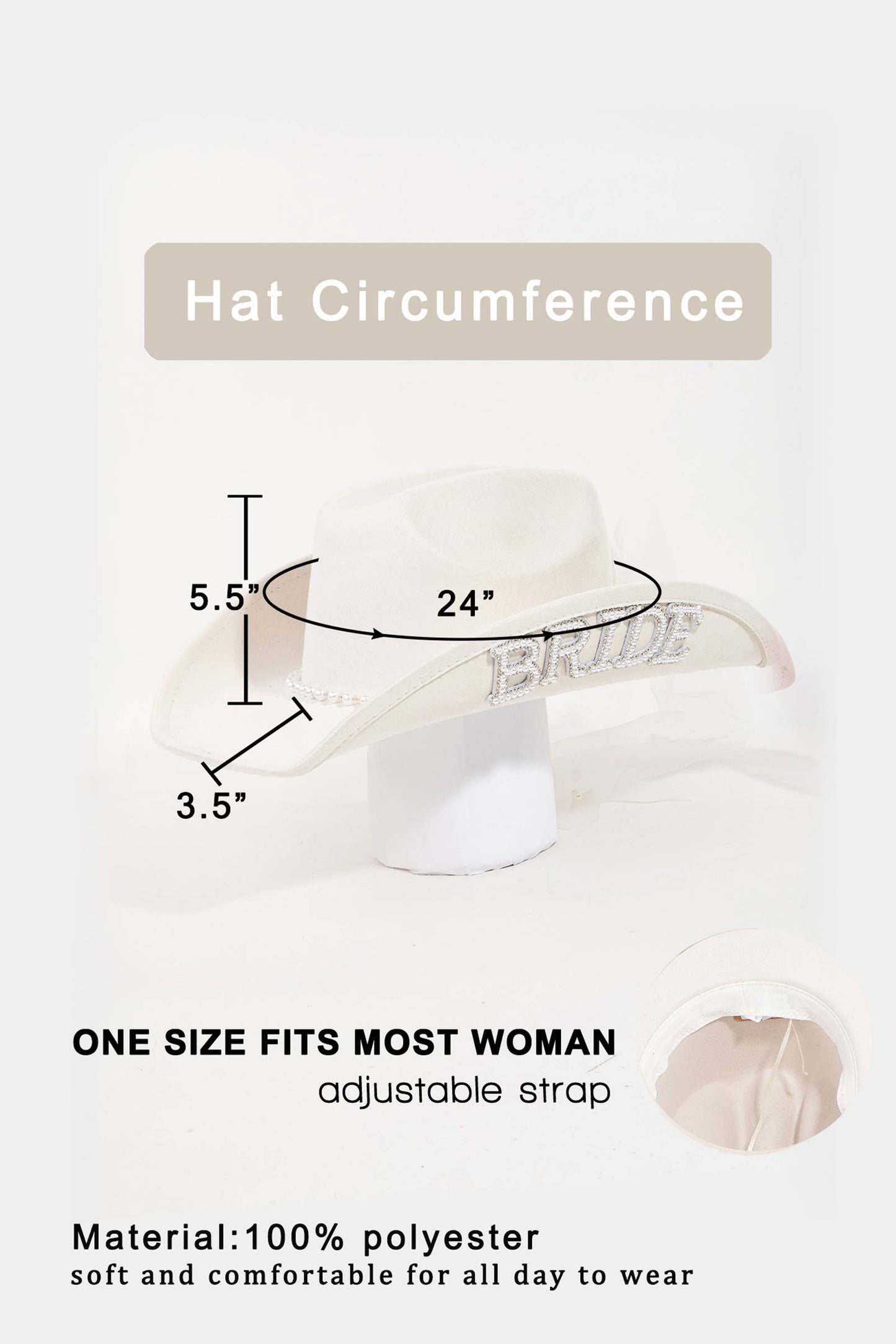 Bride Veil Cowboy Hat Ivory