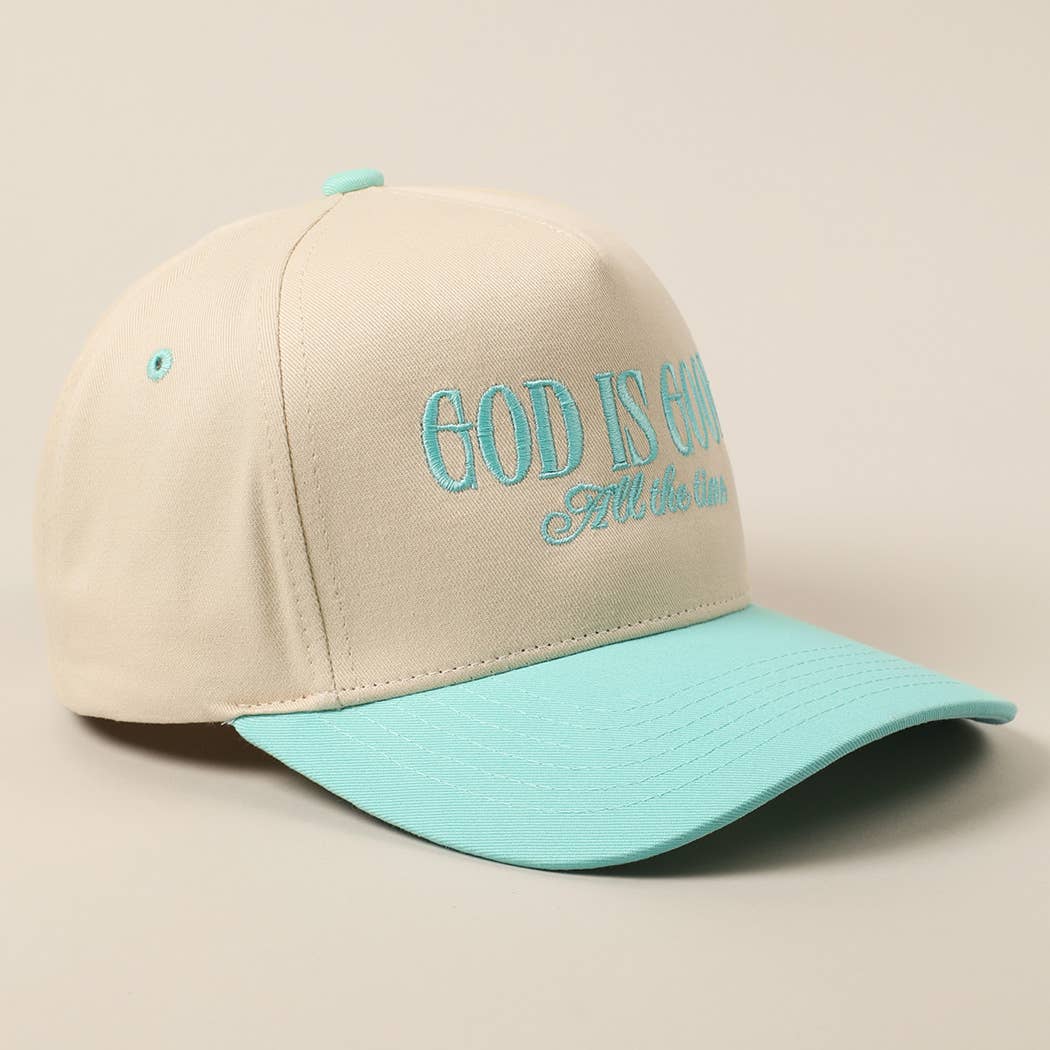 God Is Good All The Time Embroidery Trucker Hat Mint