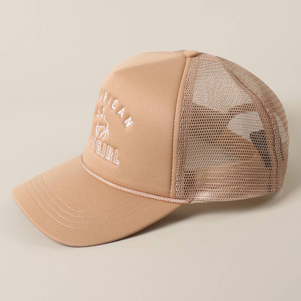 American Cowgirl Embroidery Foam Trucker Hat Red