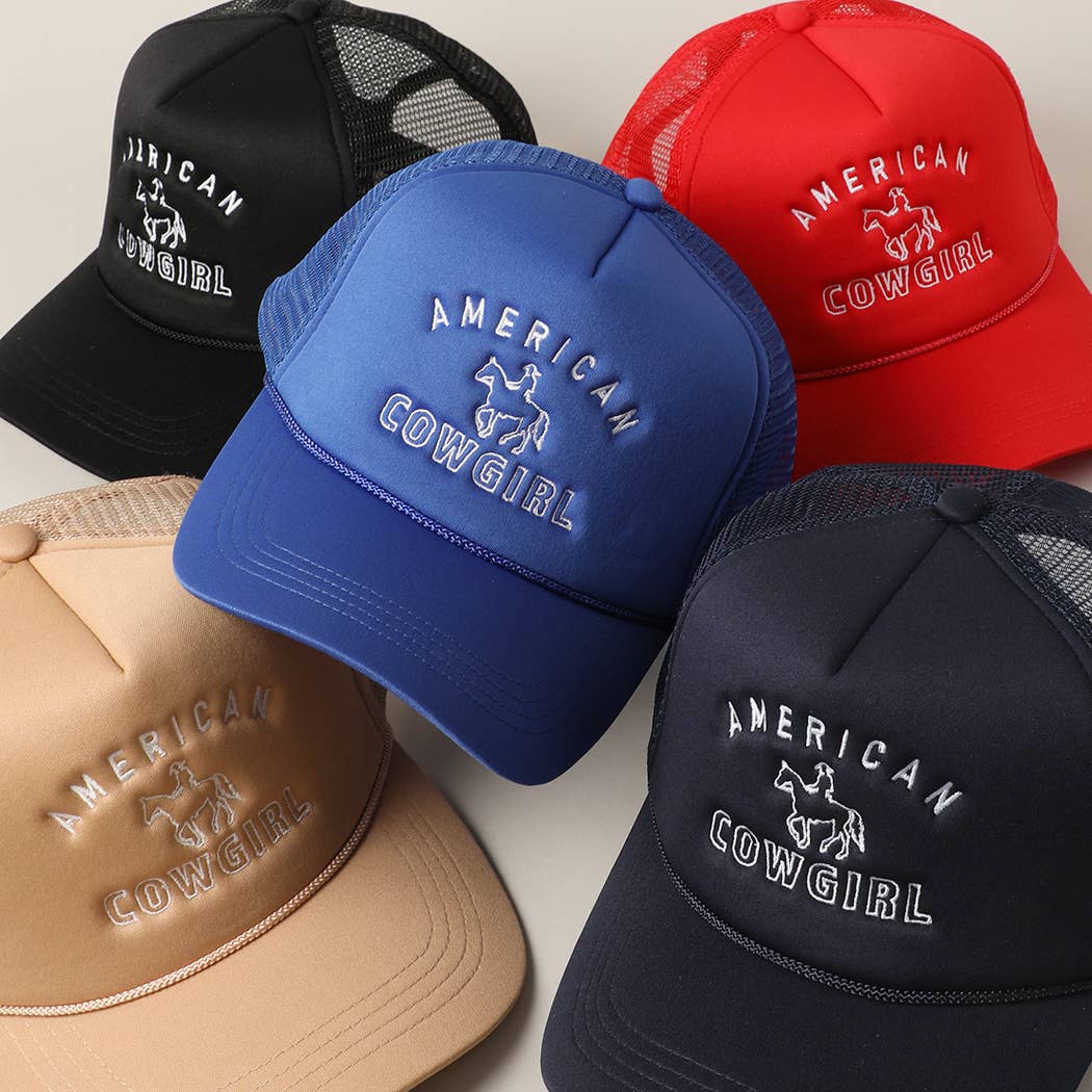 American Cowgirl Embroidery Foam Trucker Hat Red