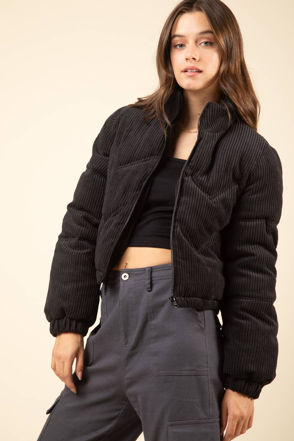 Corduroy Puffer Black