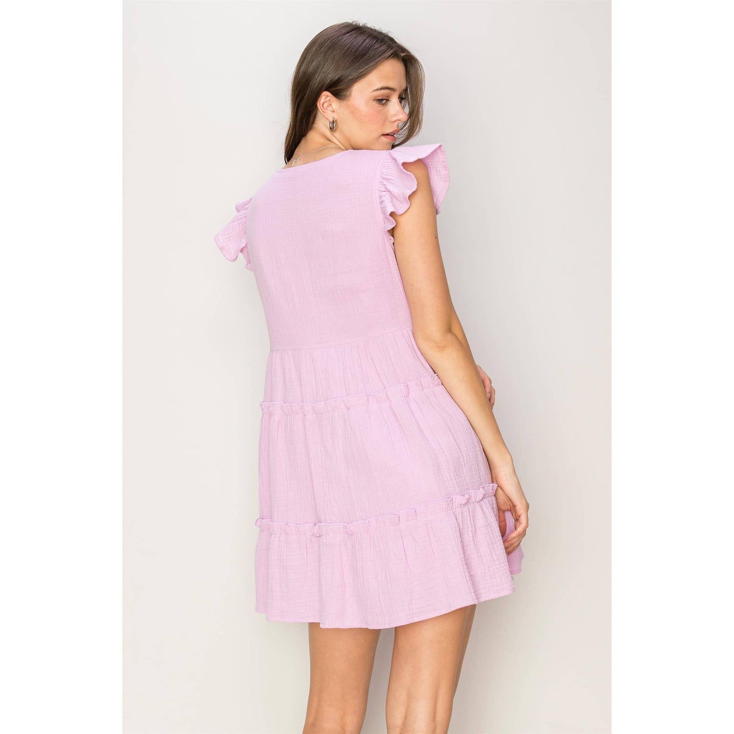 TIERED MINI DRESS LAVENDER