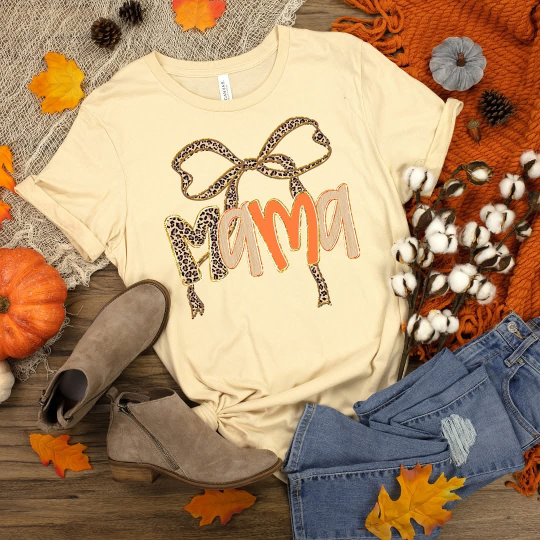 Fall Leopard Coquette Mama Graphic Tee
