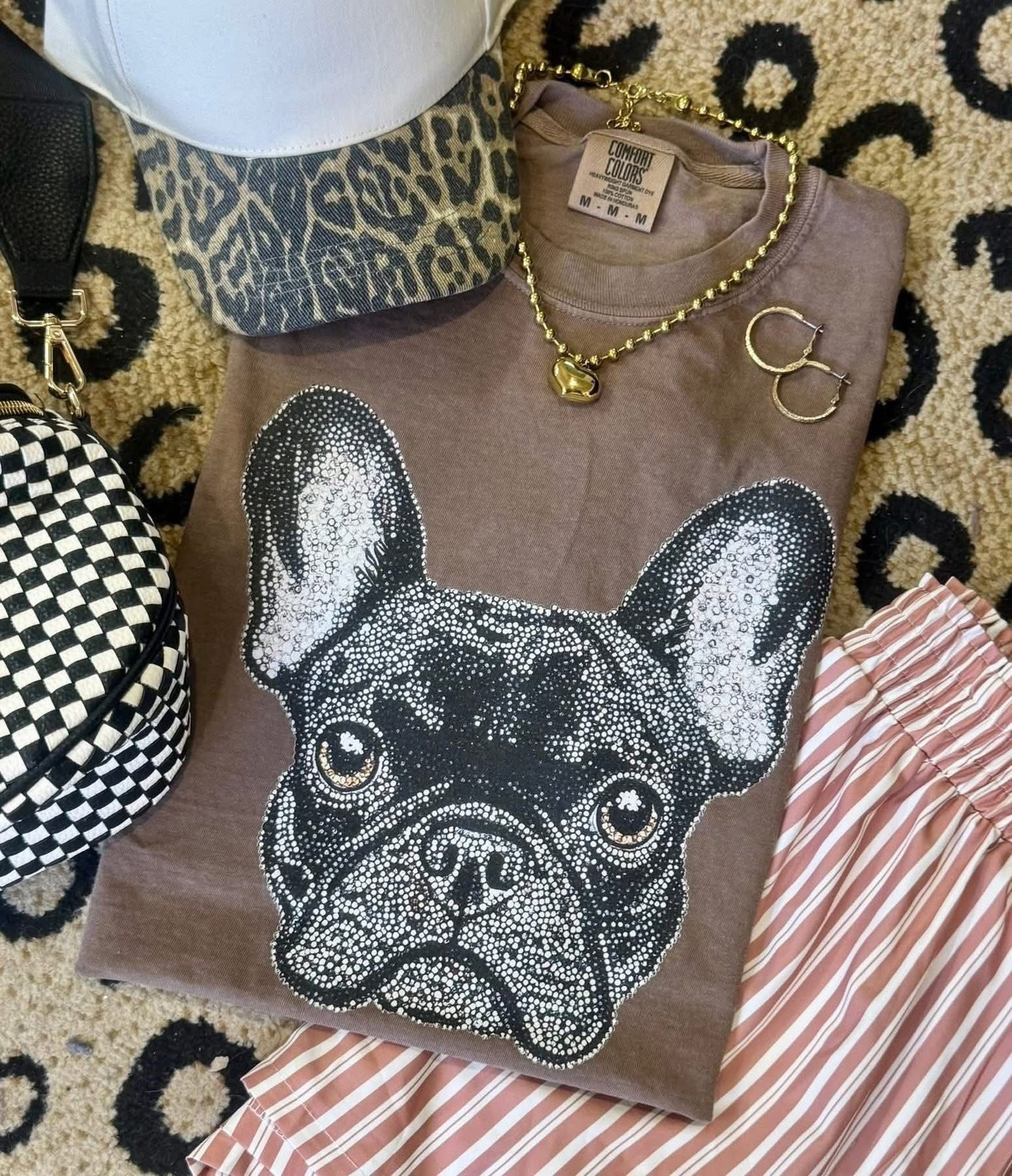 Faux Rhinestone Frenchie Comfort Colors Colorblast