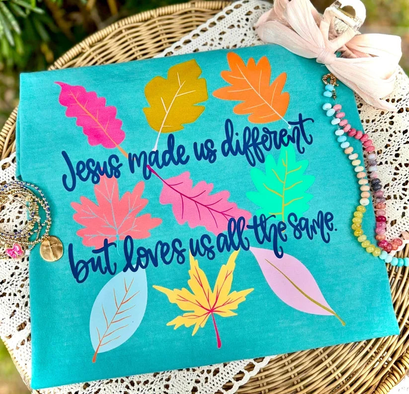 Jesus Made Us Different Fall Faith Comfort Colors Graphic Tee