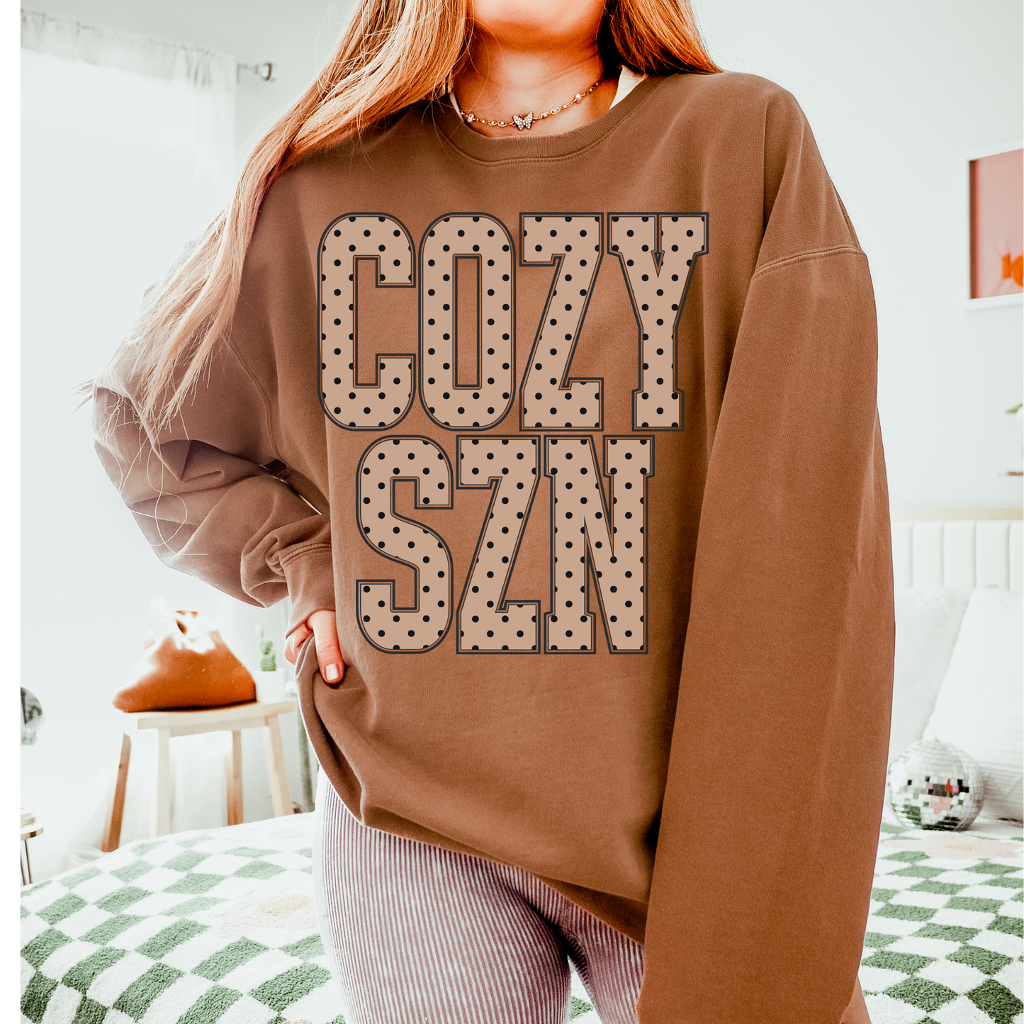 Polka Dot Cozy Season Fall Sweatshirt