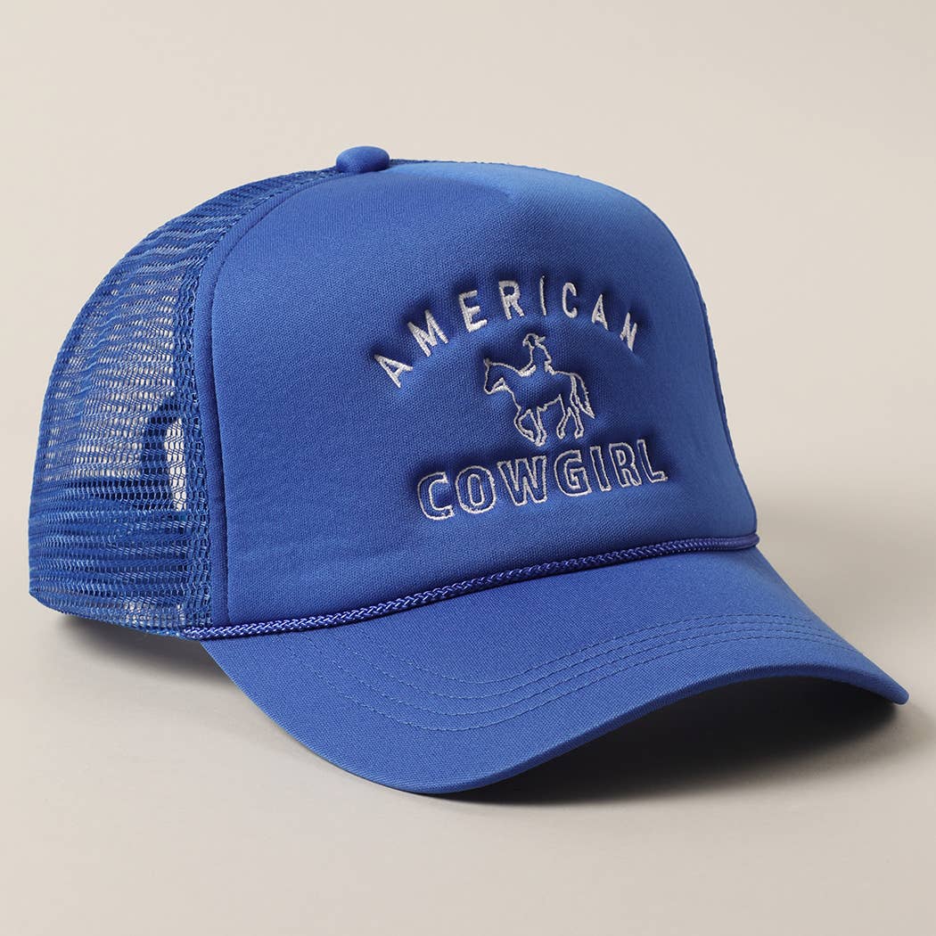 American Cowgirl Embroidery Foam Trucker Hat Red