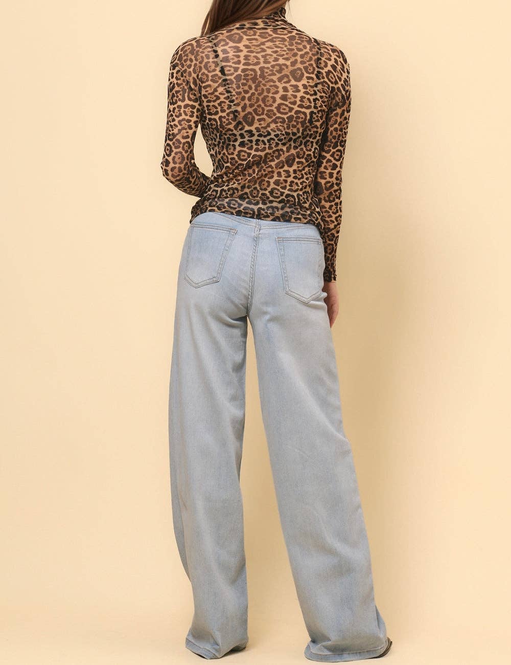Leopard Soft Mesh Layering Top