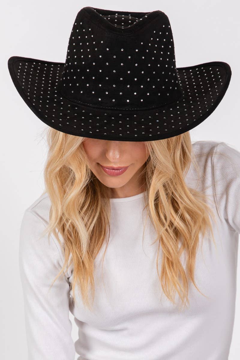 Studded Pattern Cowboy Hat Black