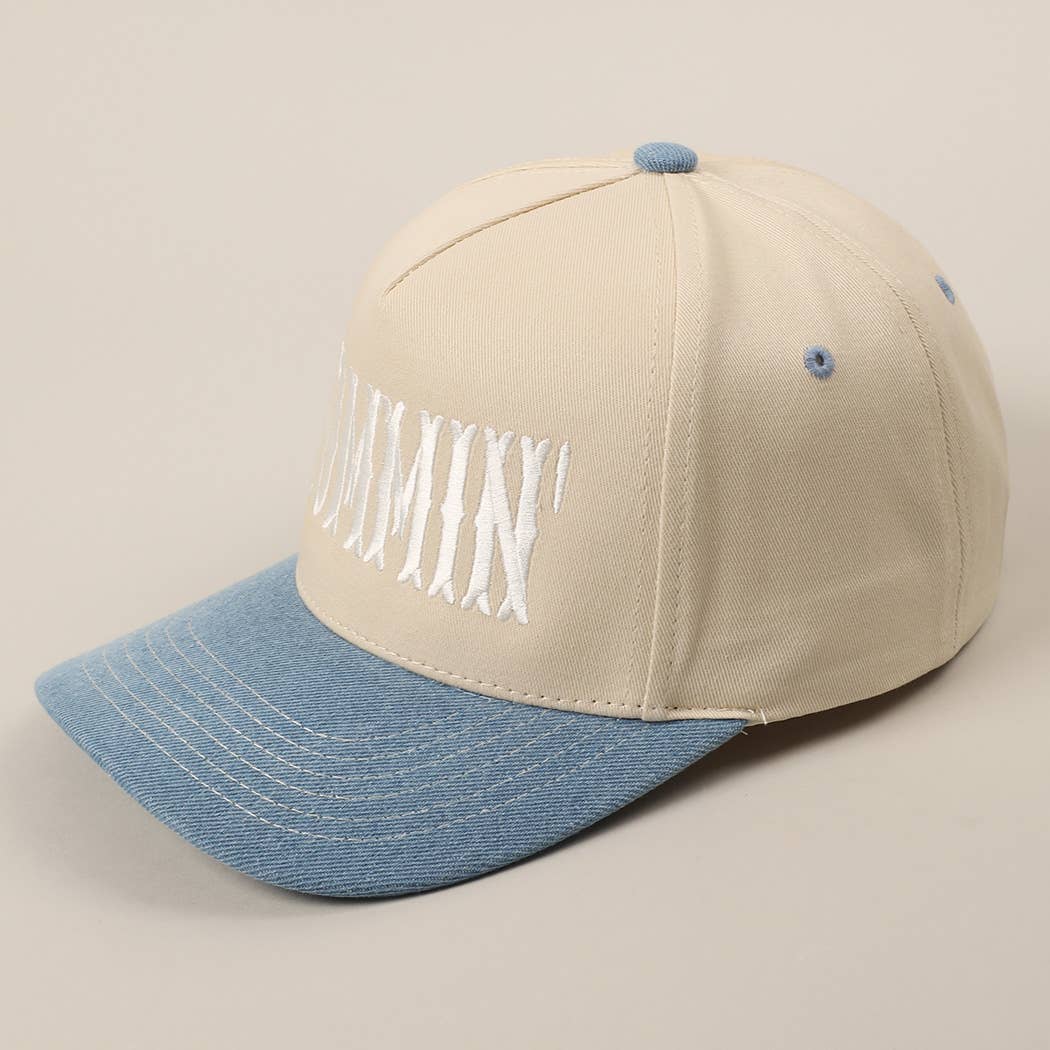 MOMMIN' Letter Embroidery Two-Tone Trucker Hat: Black