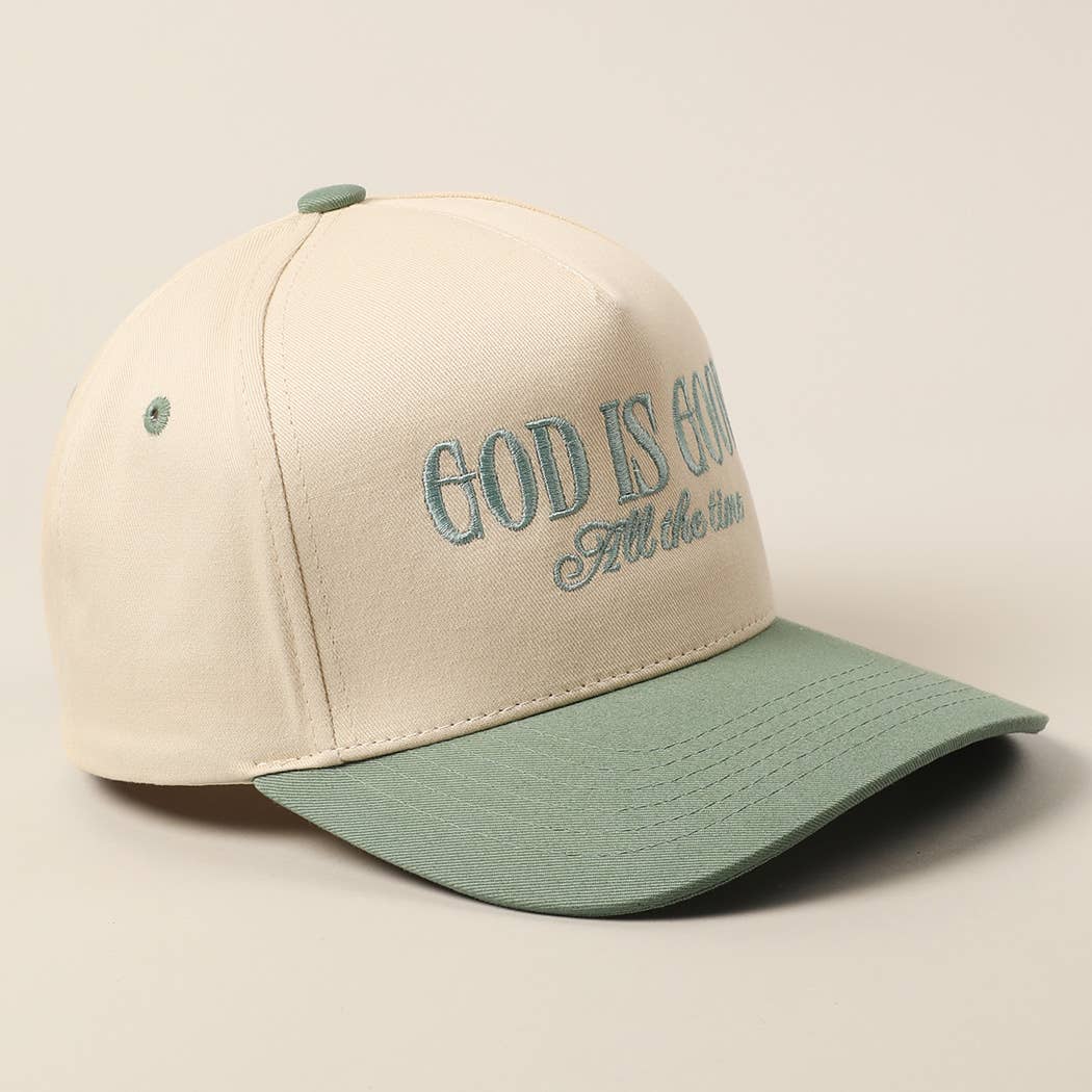 God Is Good All The Time Embroidery Trucker Hat Mint