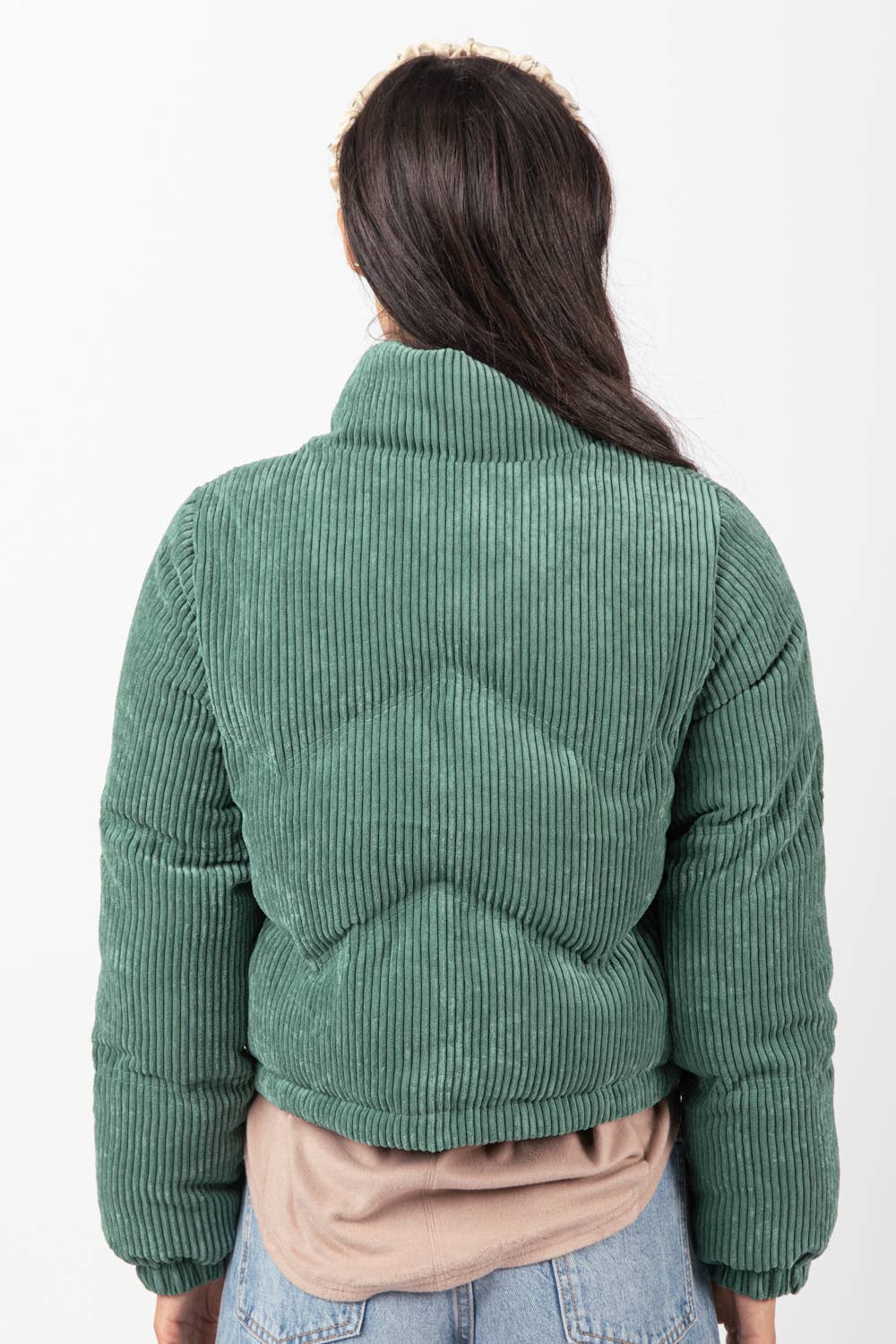 Corduroy Pink Puffer Jacket