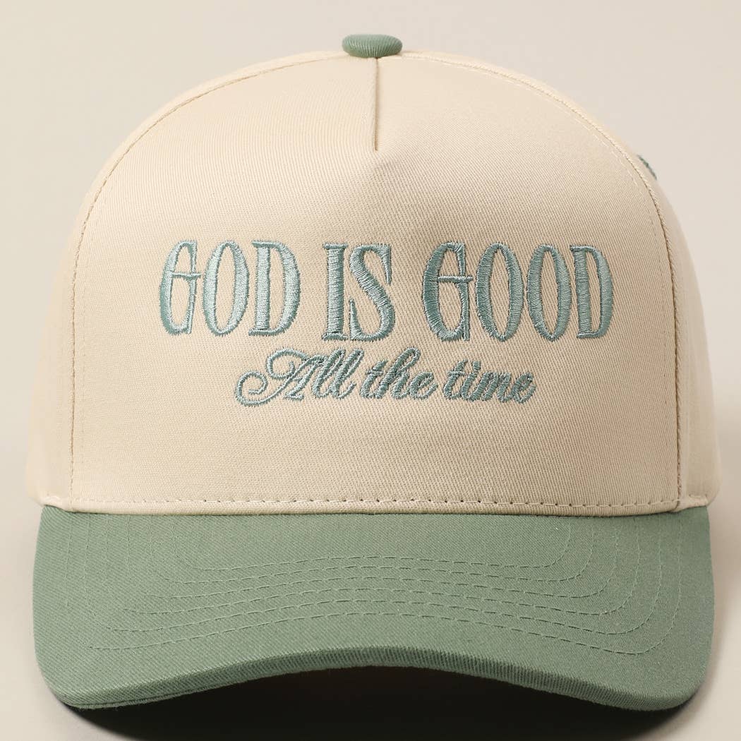God Is Good All The Time Embroidery Trucker Hat Mint