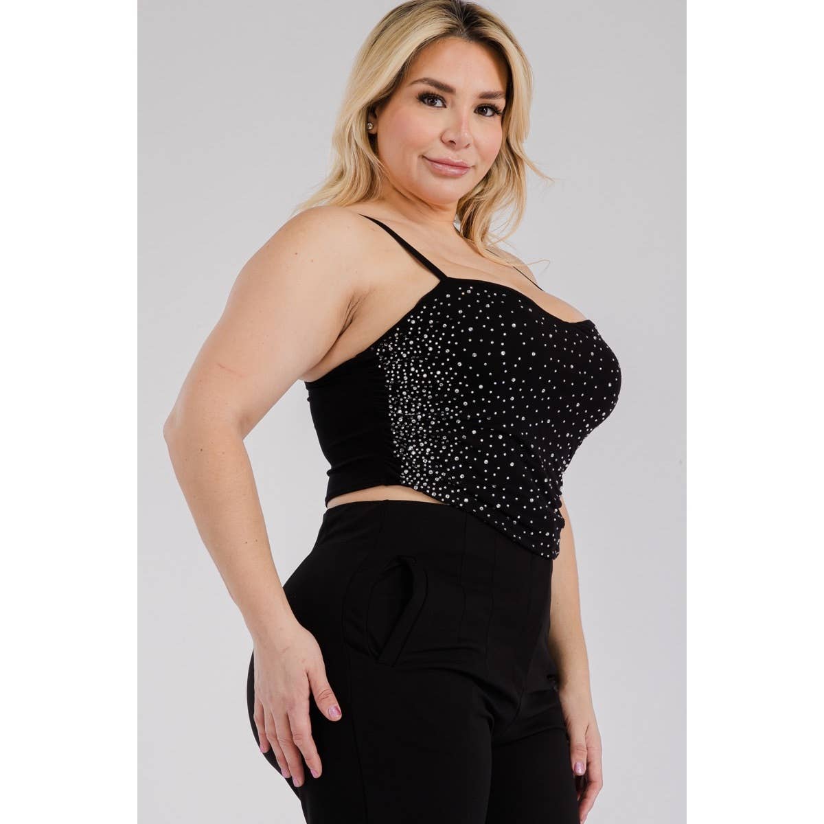 Rhinestone Mesh Tank