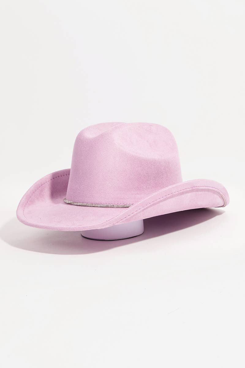 Rhinestone Cord Cowboy Hat Ivory