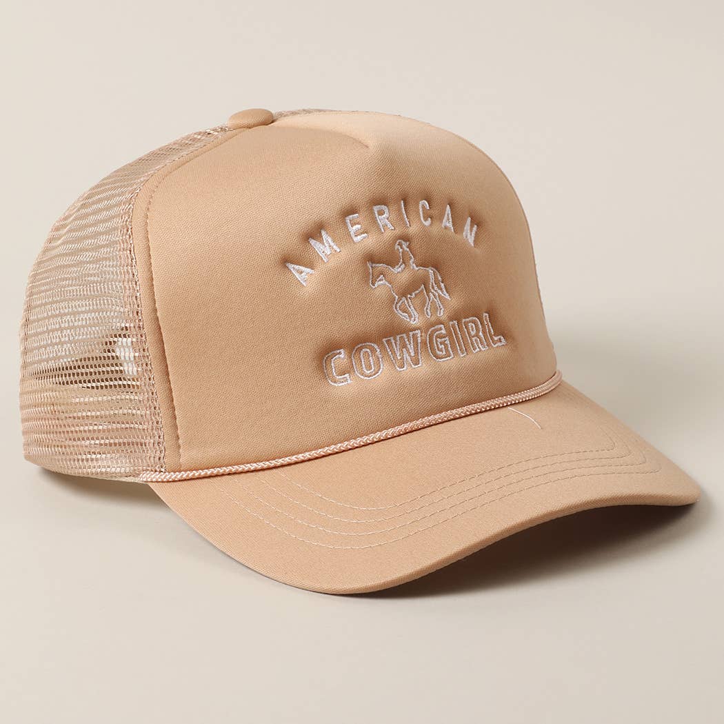 American Cowgirl Embroidery Foam Trucker Hat Red