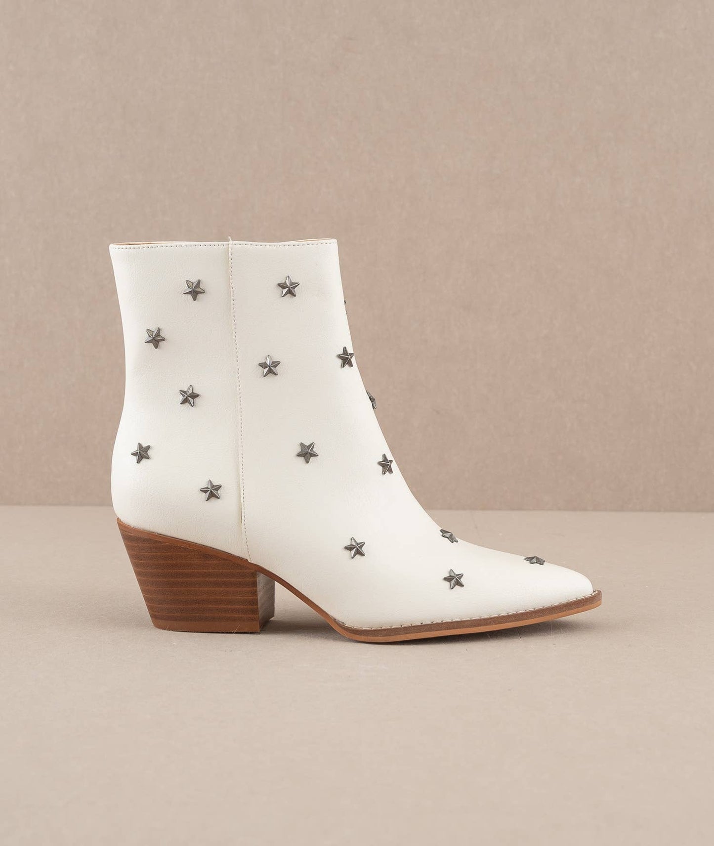 Metal Star Studded Boot White