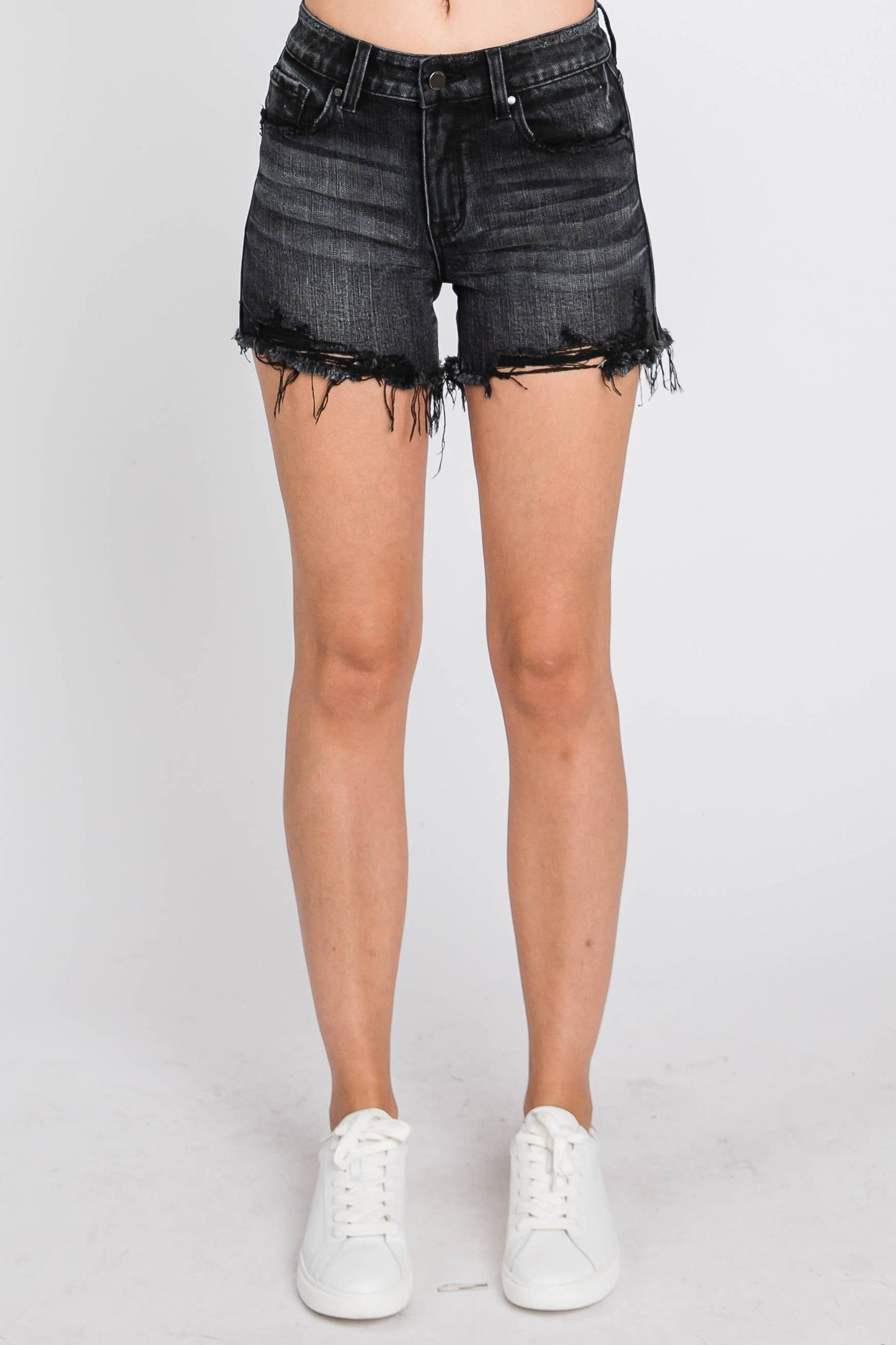 Black Distressed Shorts