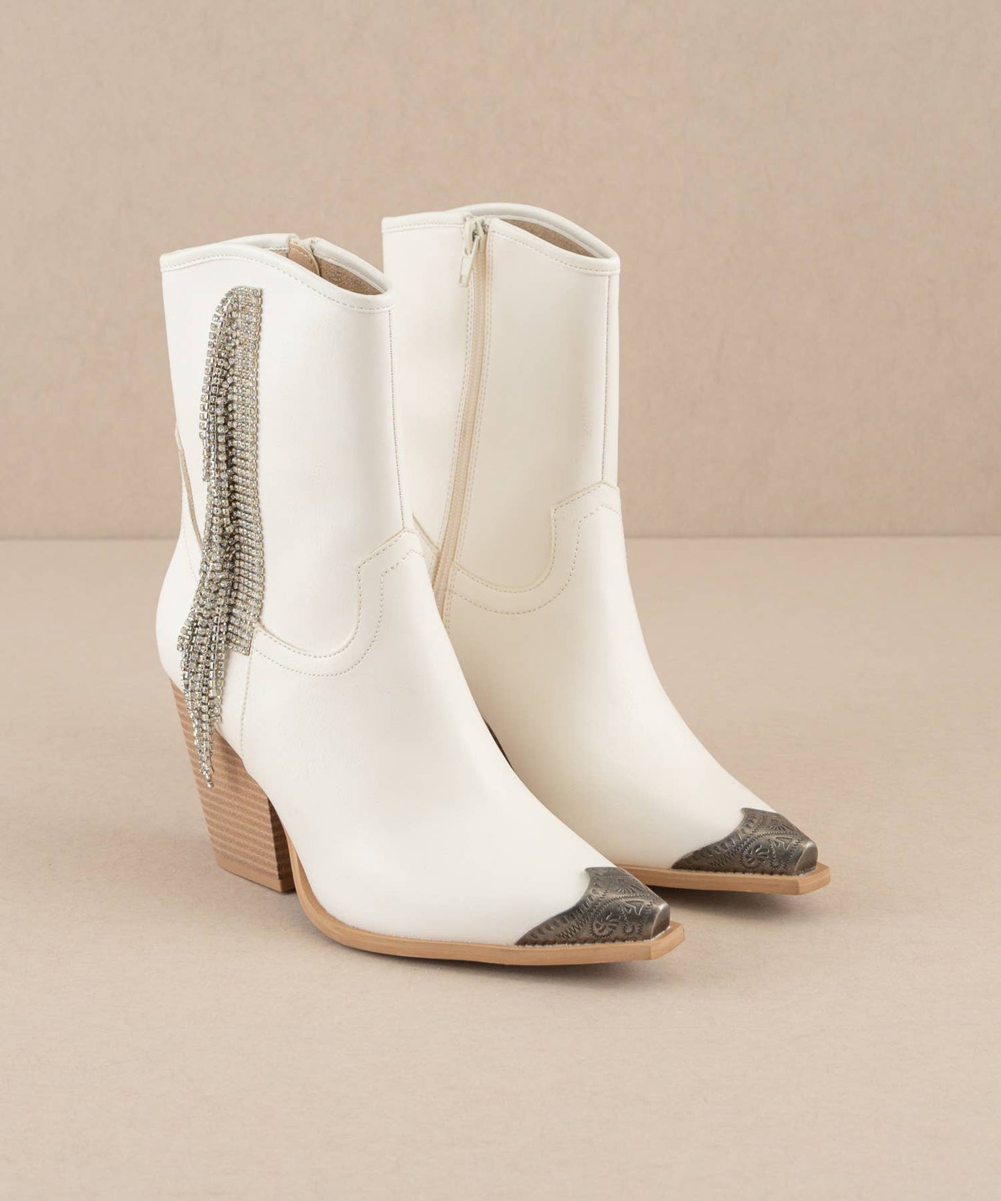 Rhinestone Fringe Cowboy Boot White
