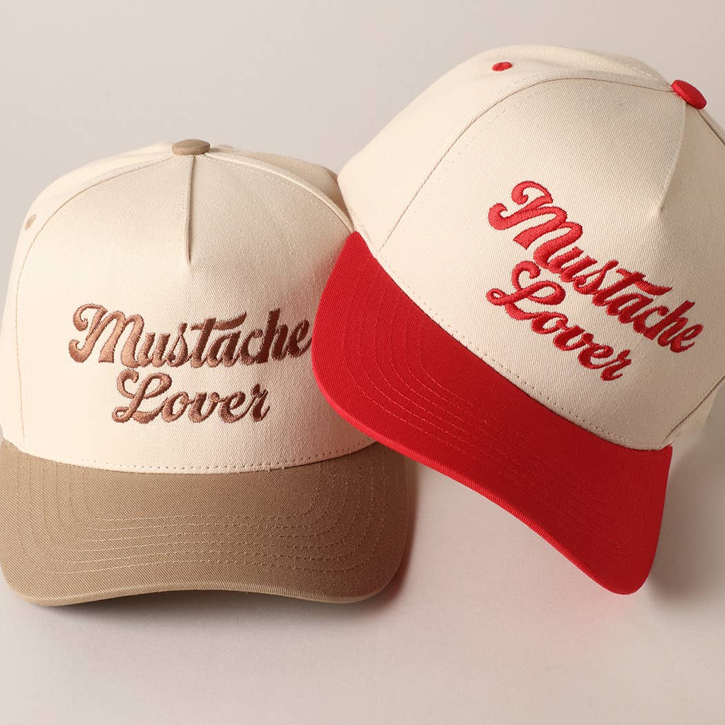 Mustache Lover Two Tone Trucker Hat: Red