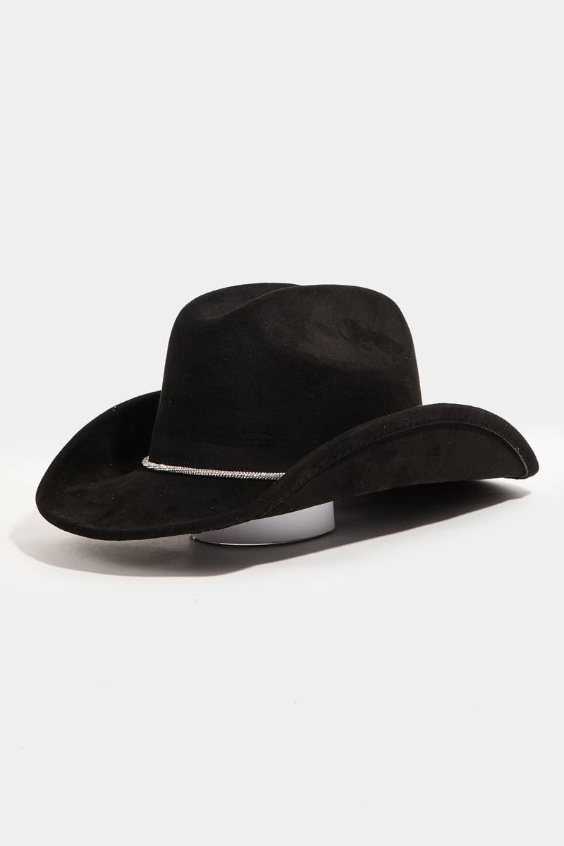 Rhinestone Cord Cowboy Hat Ivory