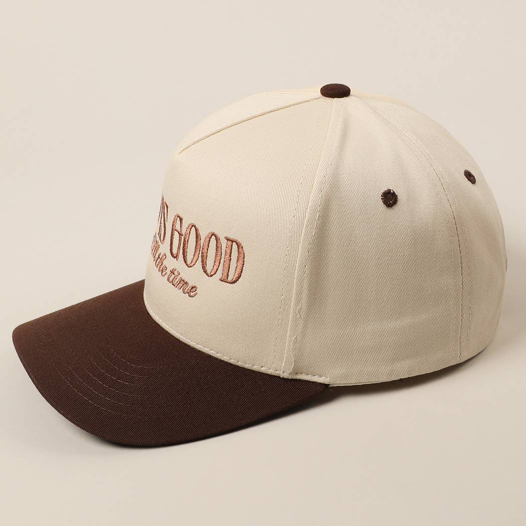 God Is Good All The Time Embroidery Trucker Hat Mint