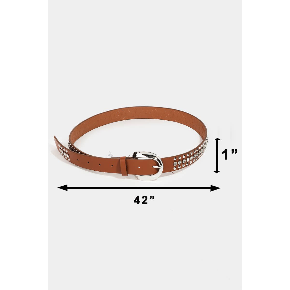 Stud Rhinestone Faux Leather Belt Black