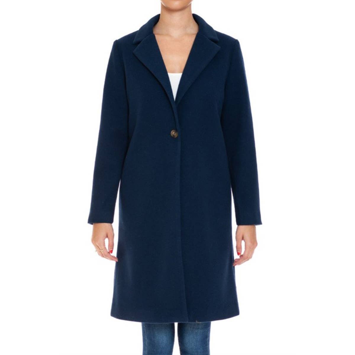 FAUX WOOL LONG COAT BLACK