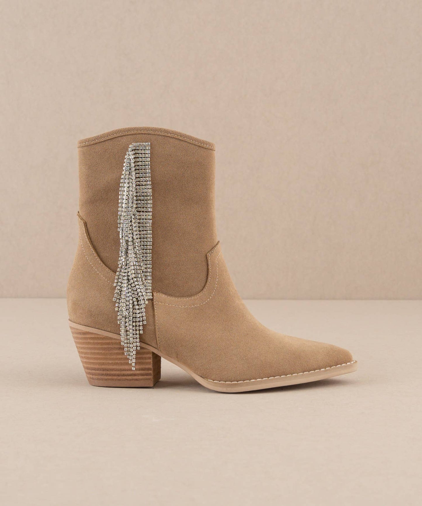 Rhinestone Fringe Cowboy Boot Khaki