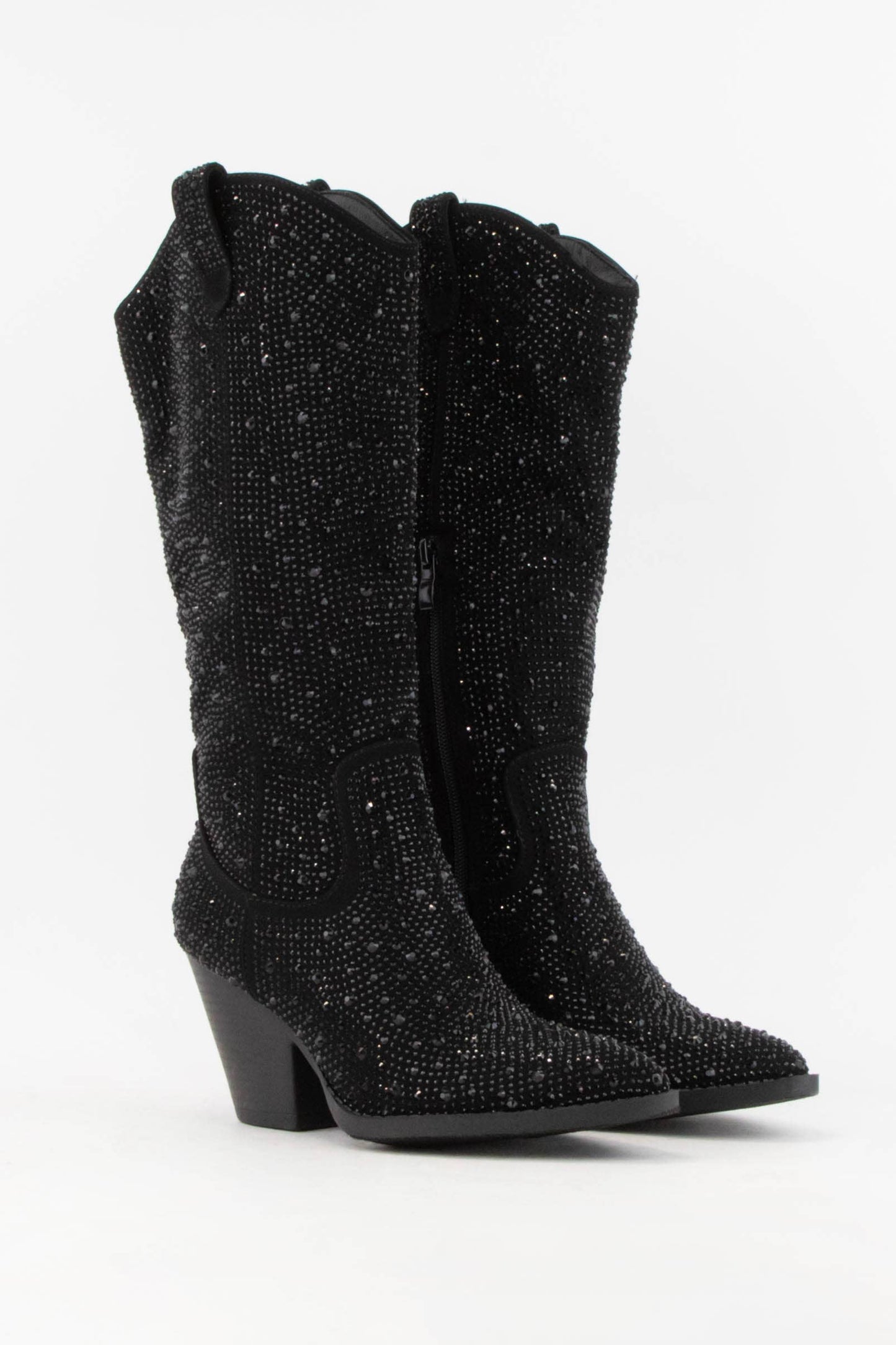 Black Rhinestone Boots