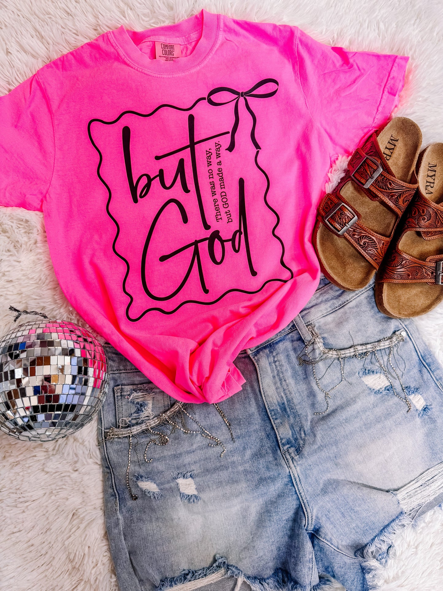 But God Neon Pink Faith Graphic Tee Comfort Colors