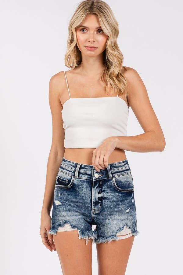 Distressed Denim Shorts