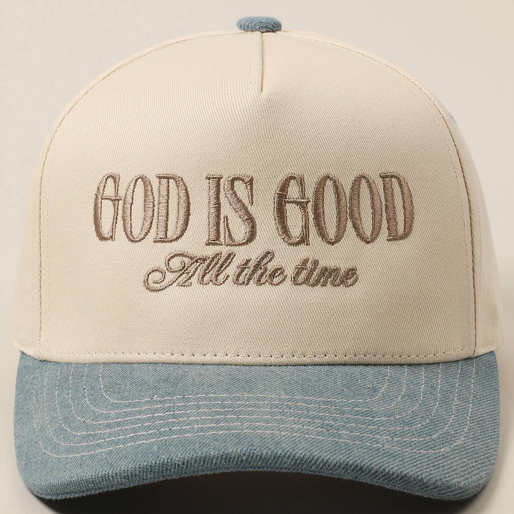 God Is Good All The Time Embroidery Trucker Hat Mint